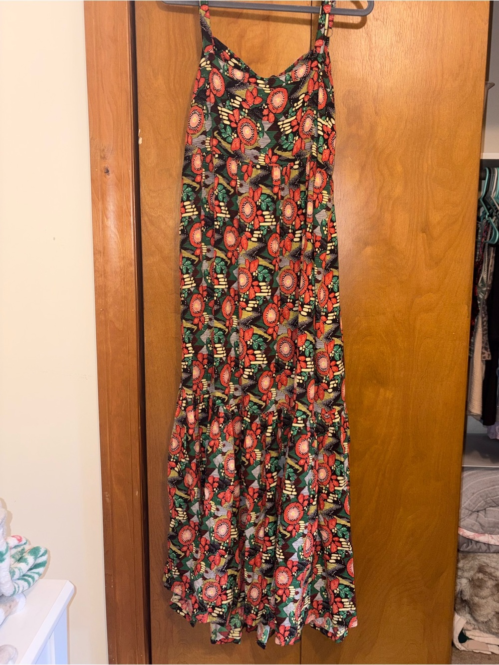 NATURAL LIFE Black Maxi Dress with Red Floral Print